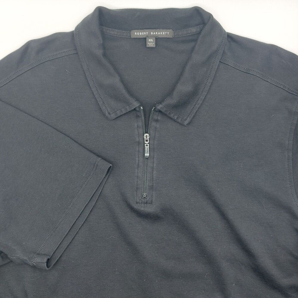 Robert Barakett "The Barakett Zip Polo" 100% Pima Cotton Men’s XXL Black Golf